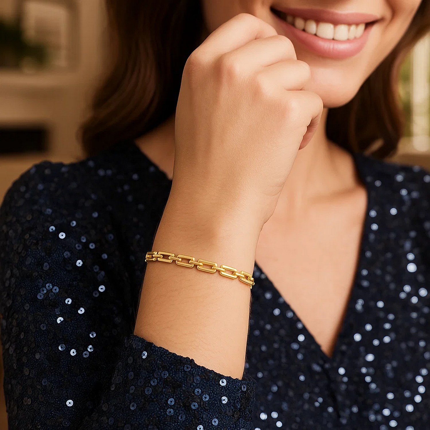 10K Yellow Gold Deco Link Bracelet - Image 4