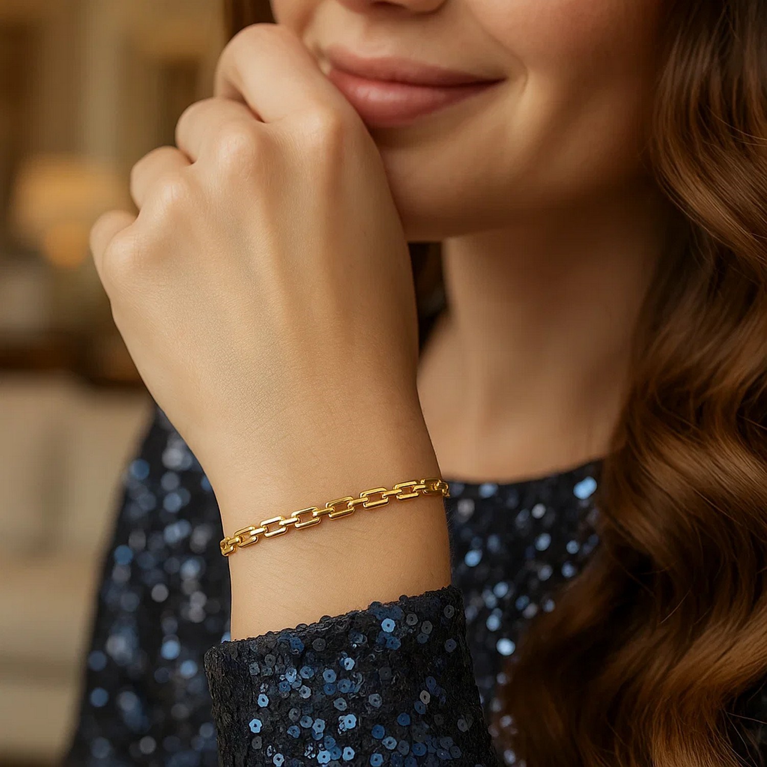 10K Yellow Gold Deco Link Bracelet - Image 5