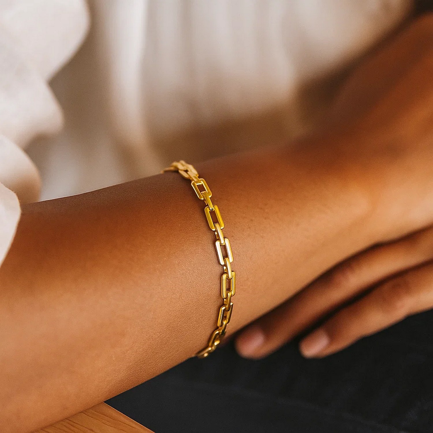 10K Yellow Gold Deco Link Bracelet - Image 6