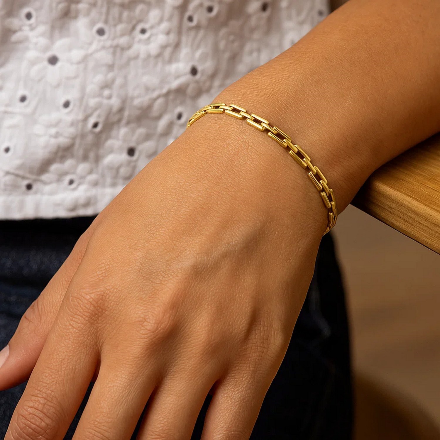 10K Yellow Gold Deco Link Bracelet - Image 7