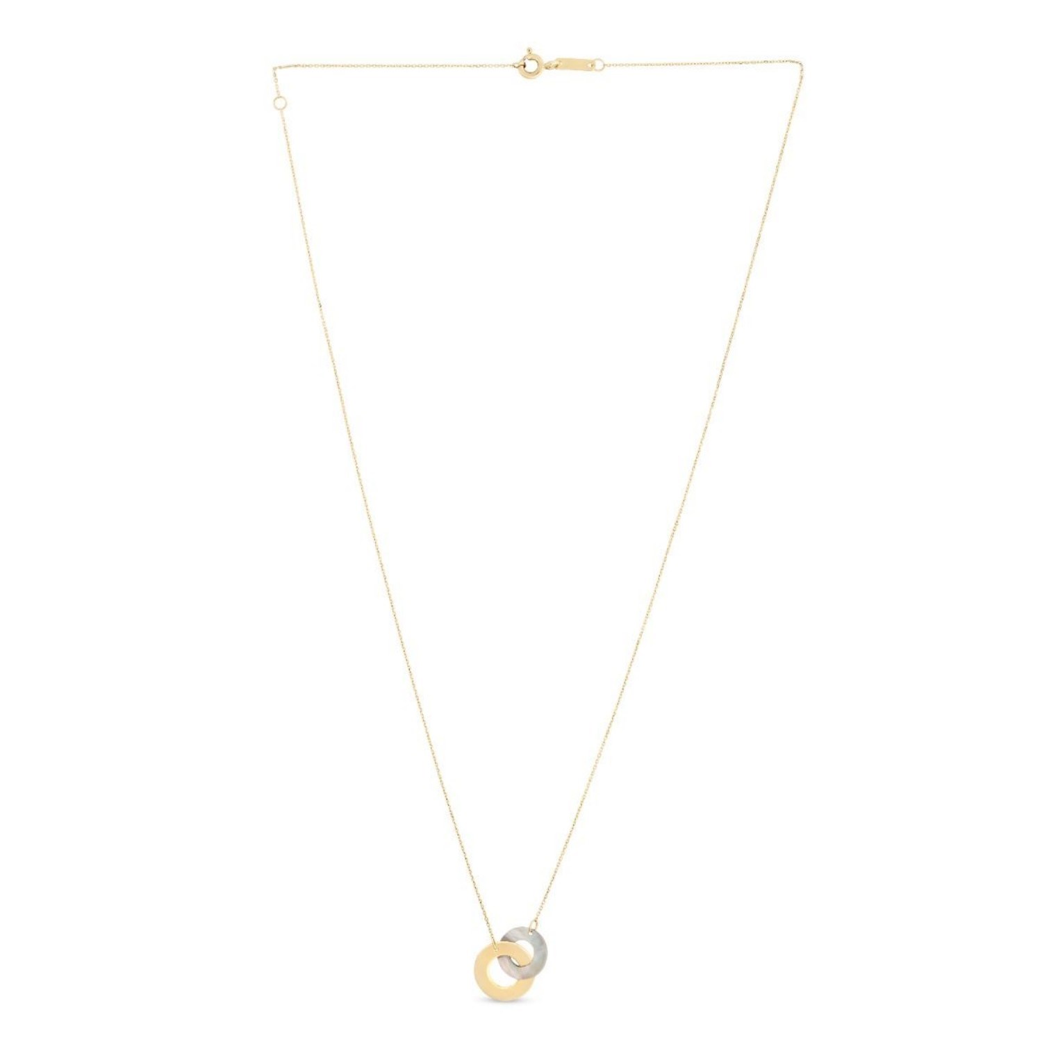 14k Yellow Gold High Polish Linked Mother of Pearl Circles Necklace - Image 2