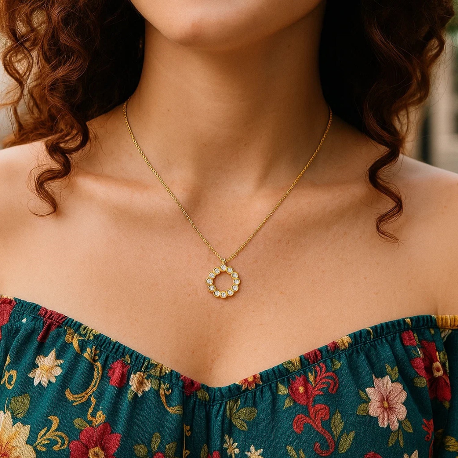 Classic 14K Yellow Gold Petite Diamond Circle Necklace - Image 3