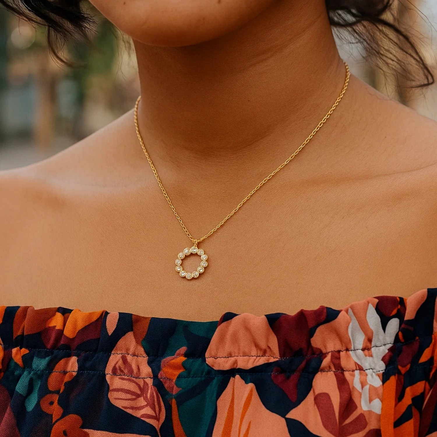 Classic 14K Yellow Gold Petite Diamond Circle Necklace - Image 4