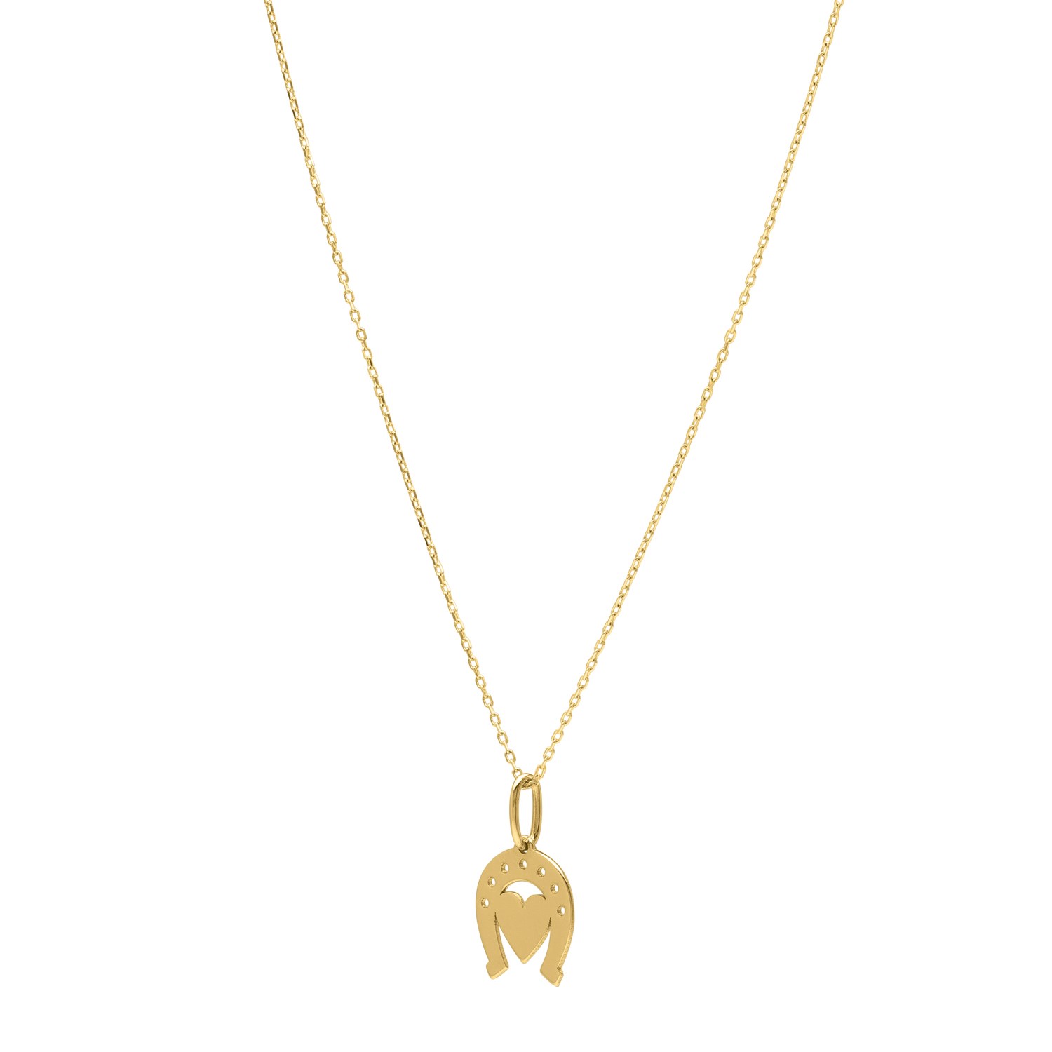 Heart and Horse Necklace in 14K Yellow Gold
