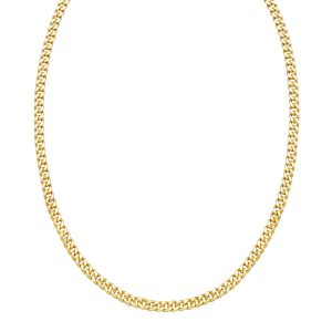 14K Yellow Gold Petite Faceted Cuban Link Chain Necklace (4.50 mm)