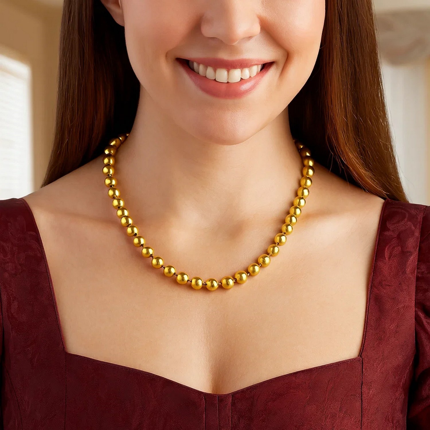 Sterling Silver Gold Plated Bold Bead Necklace - Image 4