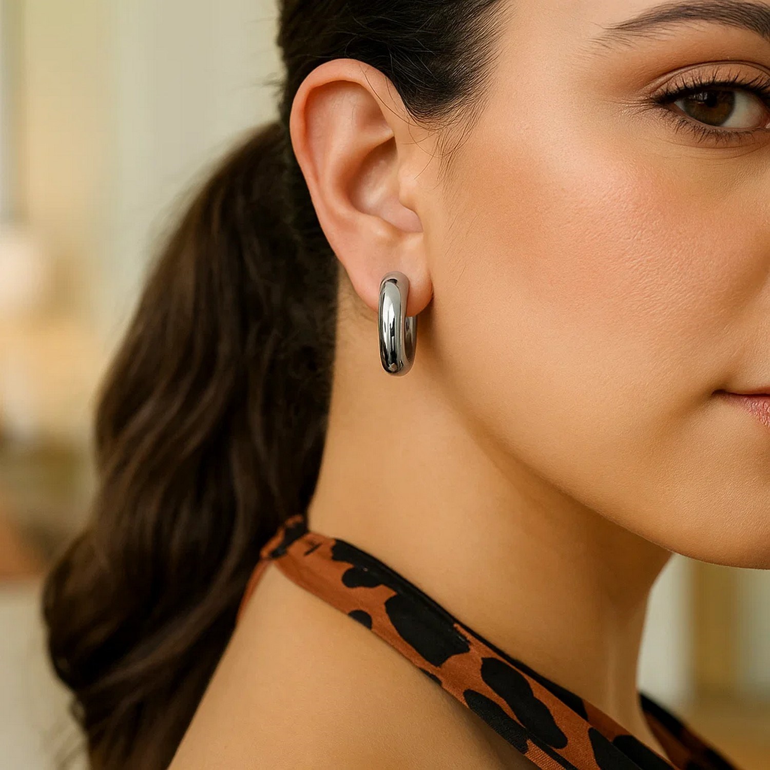Sterling Silver Round Hoop Earrings - Image 3