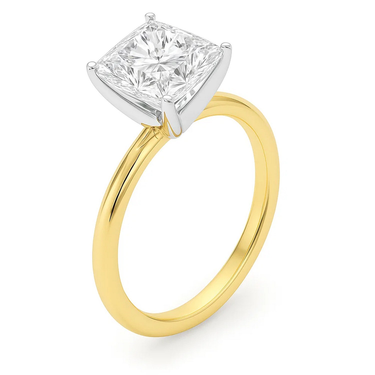 3 Carat Princess Lab Grown IGI G/VS1 Diamond Solitaire Ring in 10K Yellow Gold - Image 2