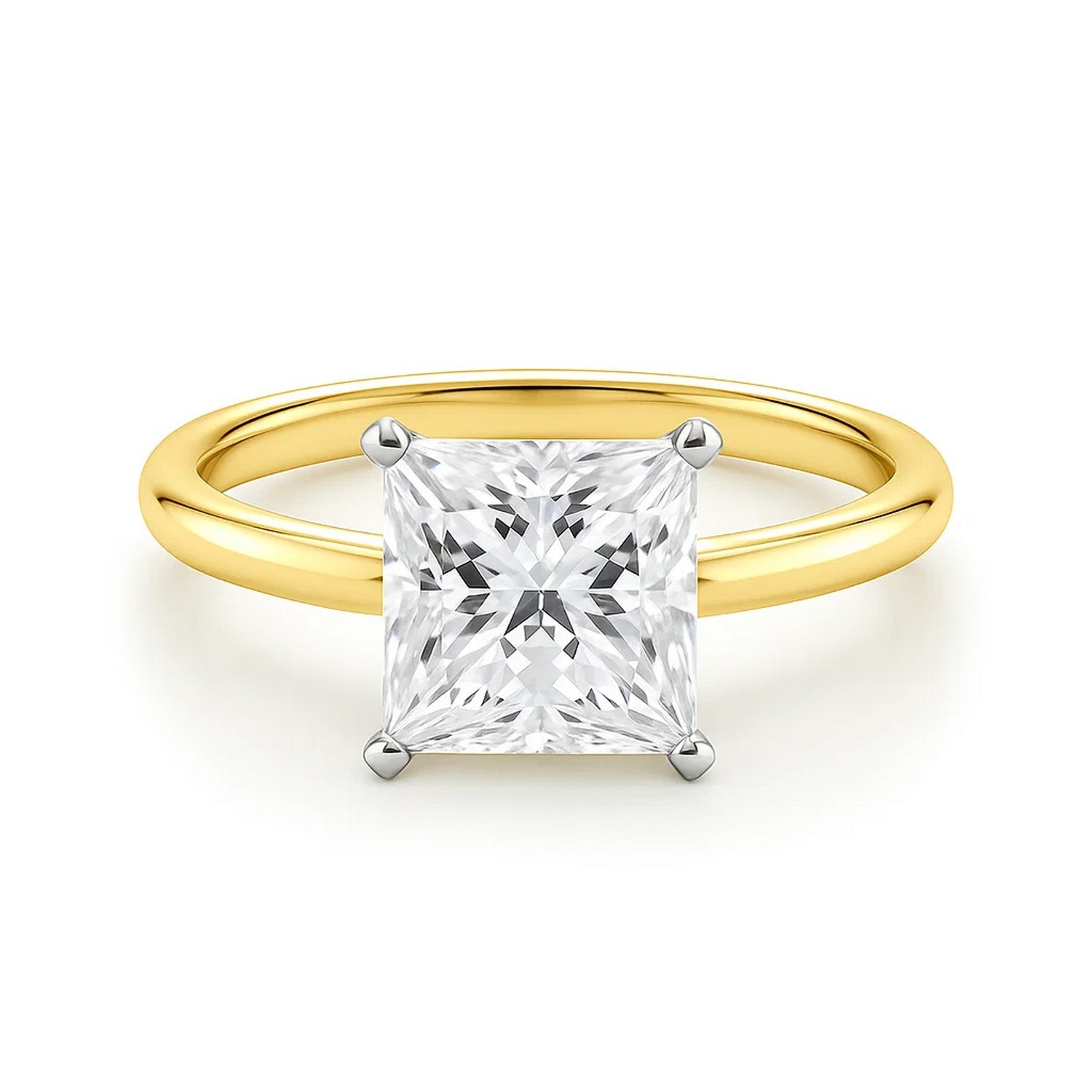 3 Carat Princess Lab Grown IGI G/VS1 Diamond Solitaire Ring in 10K Yellow Gold - Image 3