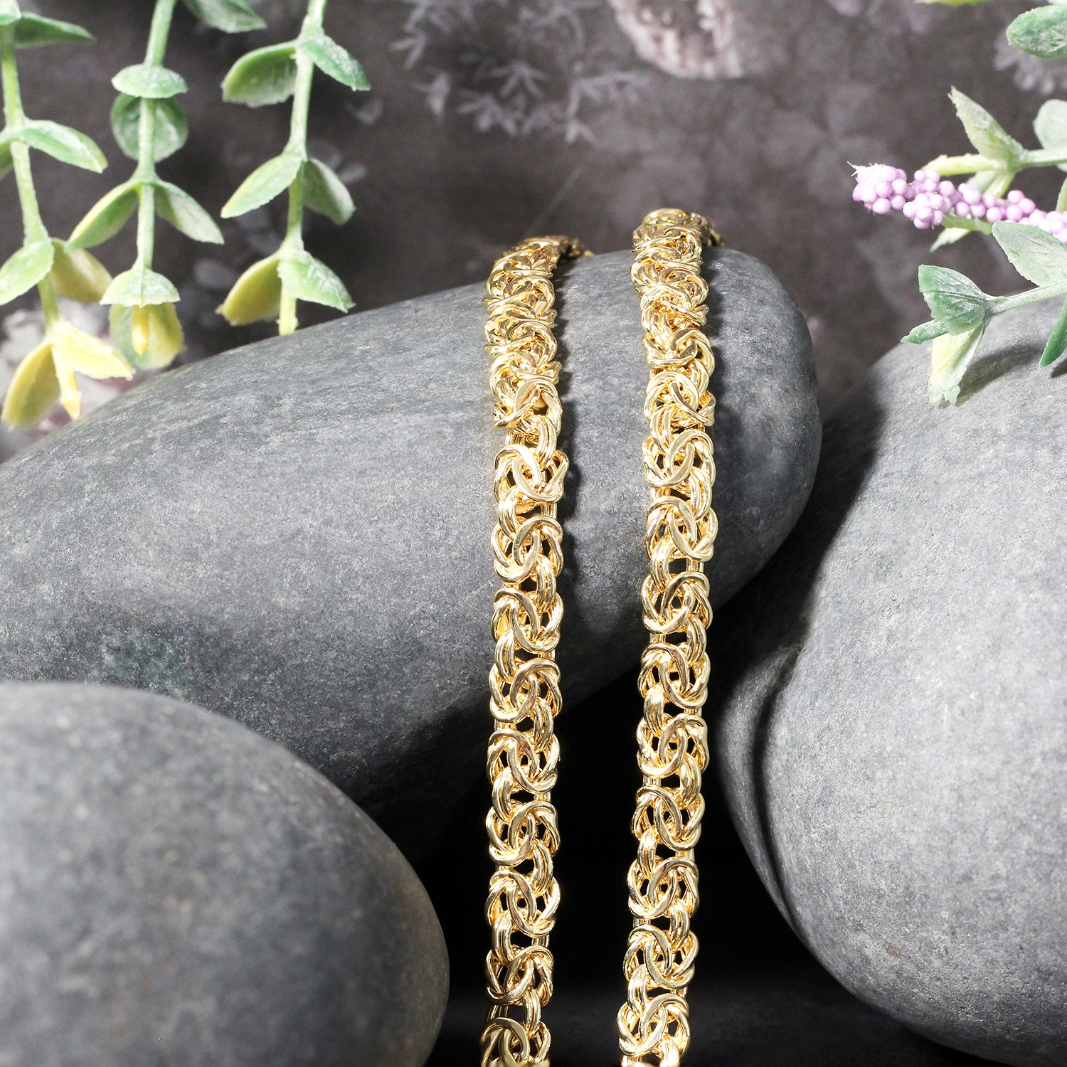 14k Yellow Gold Fancy Byzantine Chain Necklace - Image 4
