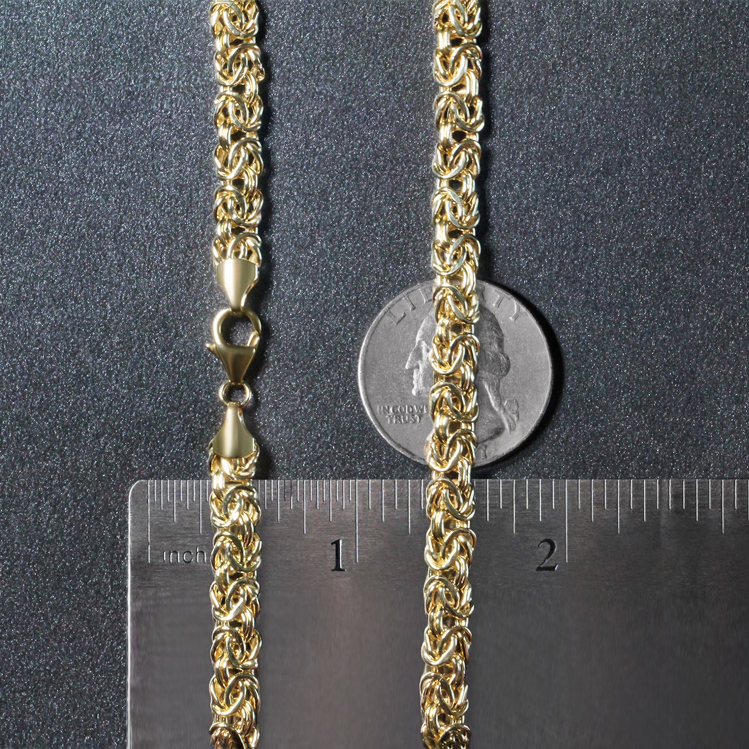 14k Yellow Gold Fancy Byzantine Chain Necklace - Image 7