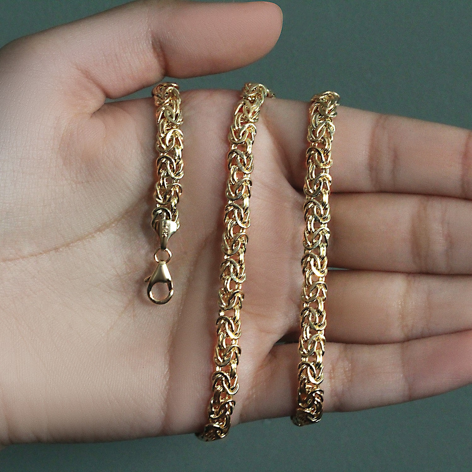 14k Yellow Gold Fancy Byzantine Chain Necklace - Image 8