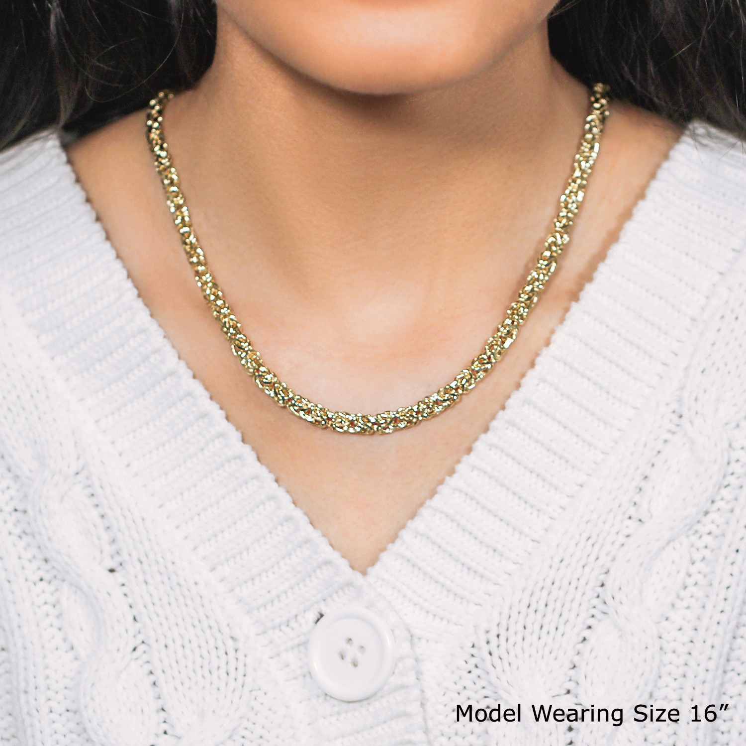 14k Yellow Gold Fancy Byzantine Chain Necklace - Image 9