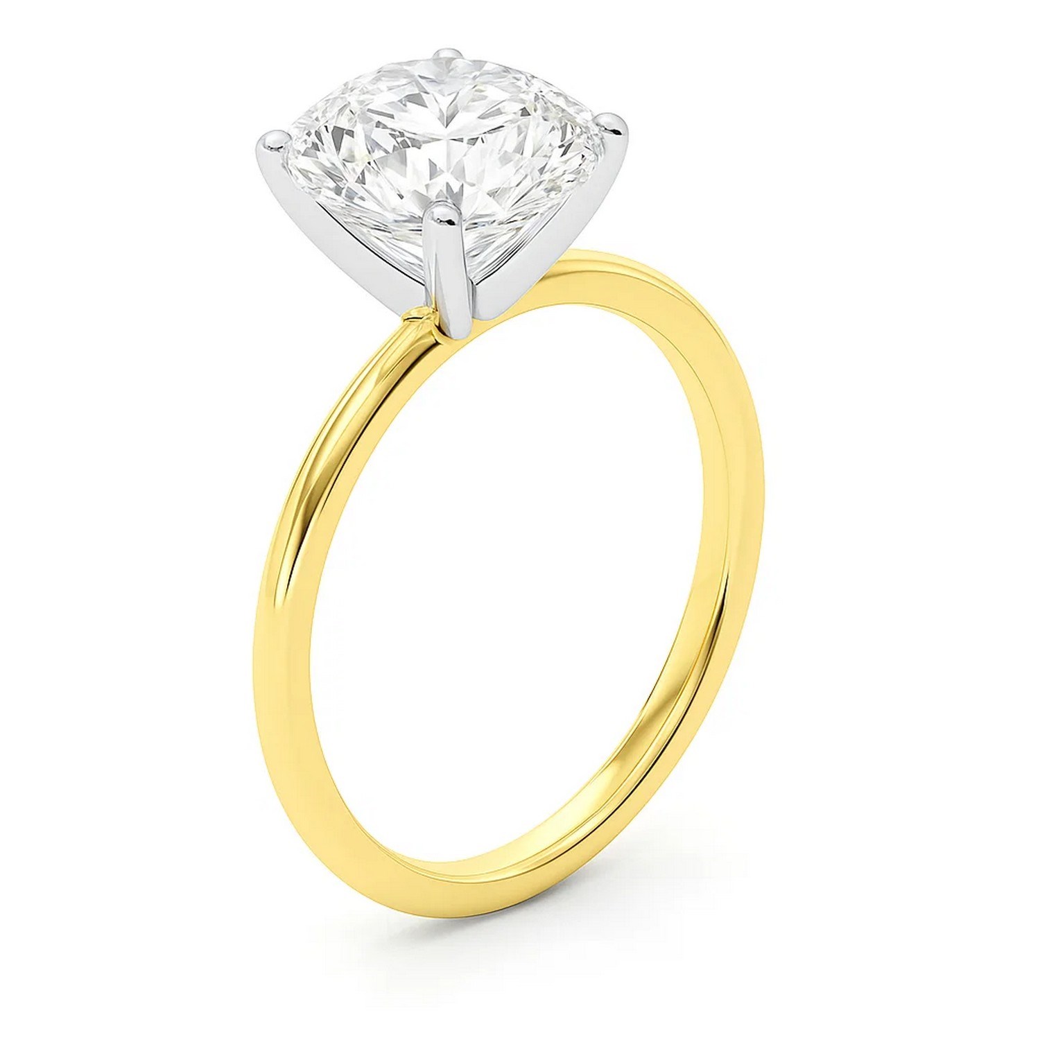3 Carat Cushion Lab Grown IGI G/VS1 Diamond Solitaire Ring in 14K Yellow Gold - Image 2