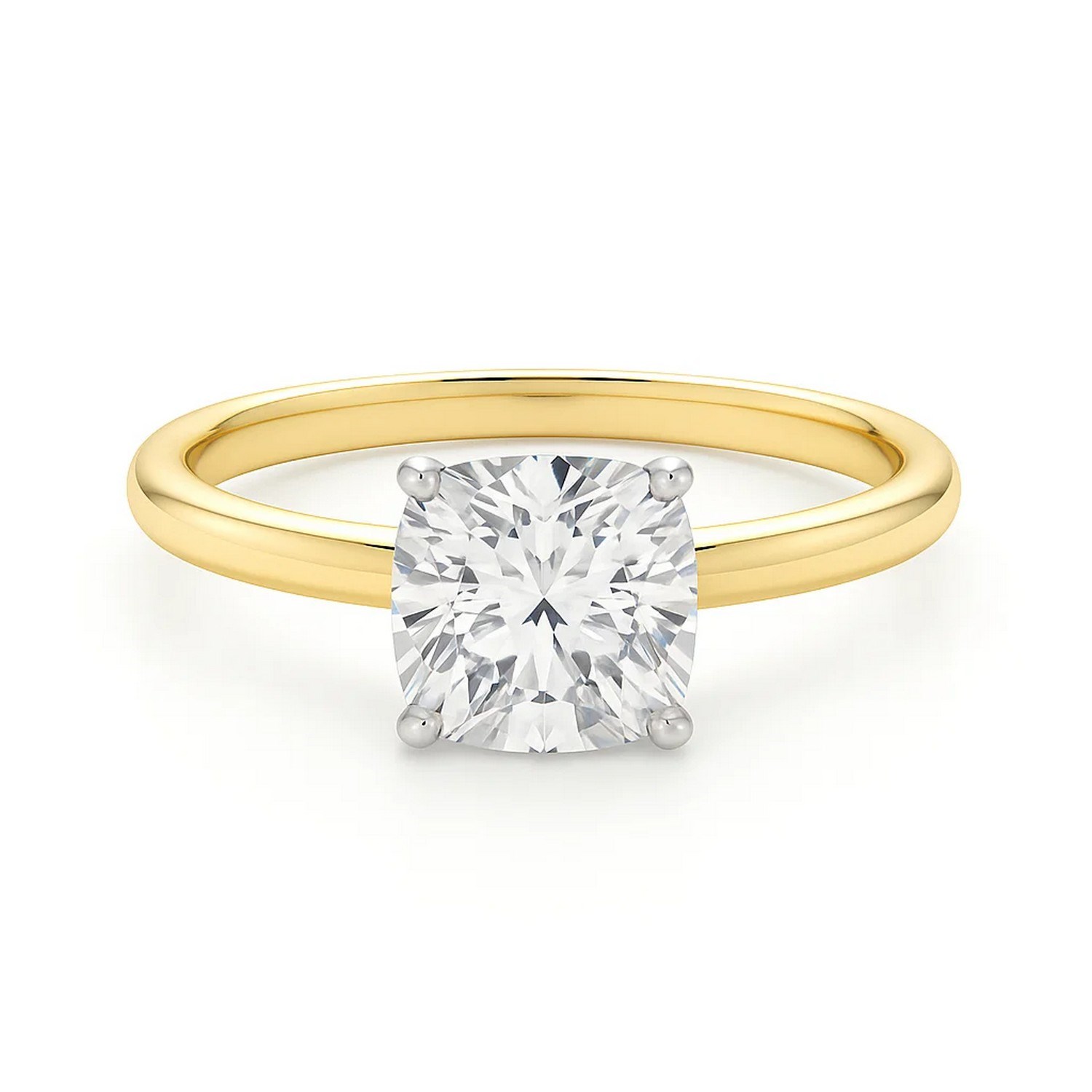 3 Carat Cushion Lab Grown IGI G/VS1 Diamond Solitaire Ring in 14K Yellow Gold - Image 3