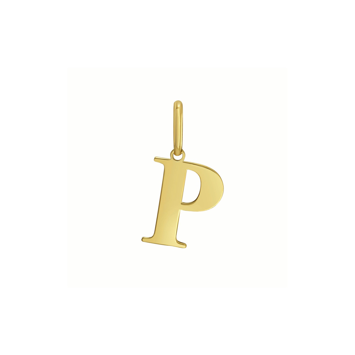 14K Yellow Gold Initial P Charm Pendant