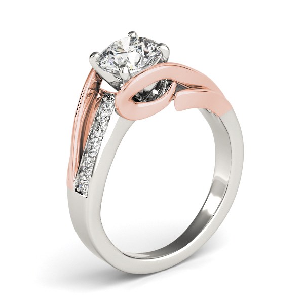 14k White And Rose Gold Bypass Shank Diamond Engagement Ring (1 1/8 cttw) - Image 2