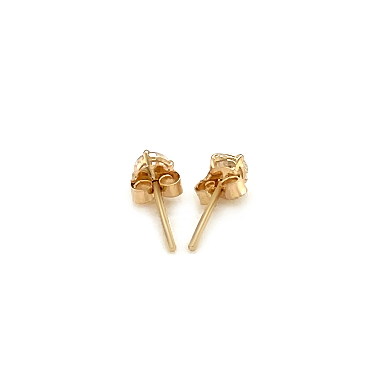 14k Yellow Gold Stud Earrings with White Hue Faceted Cubic Zirconia(3mm) - Image 3