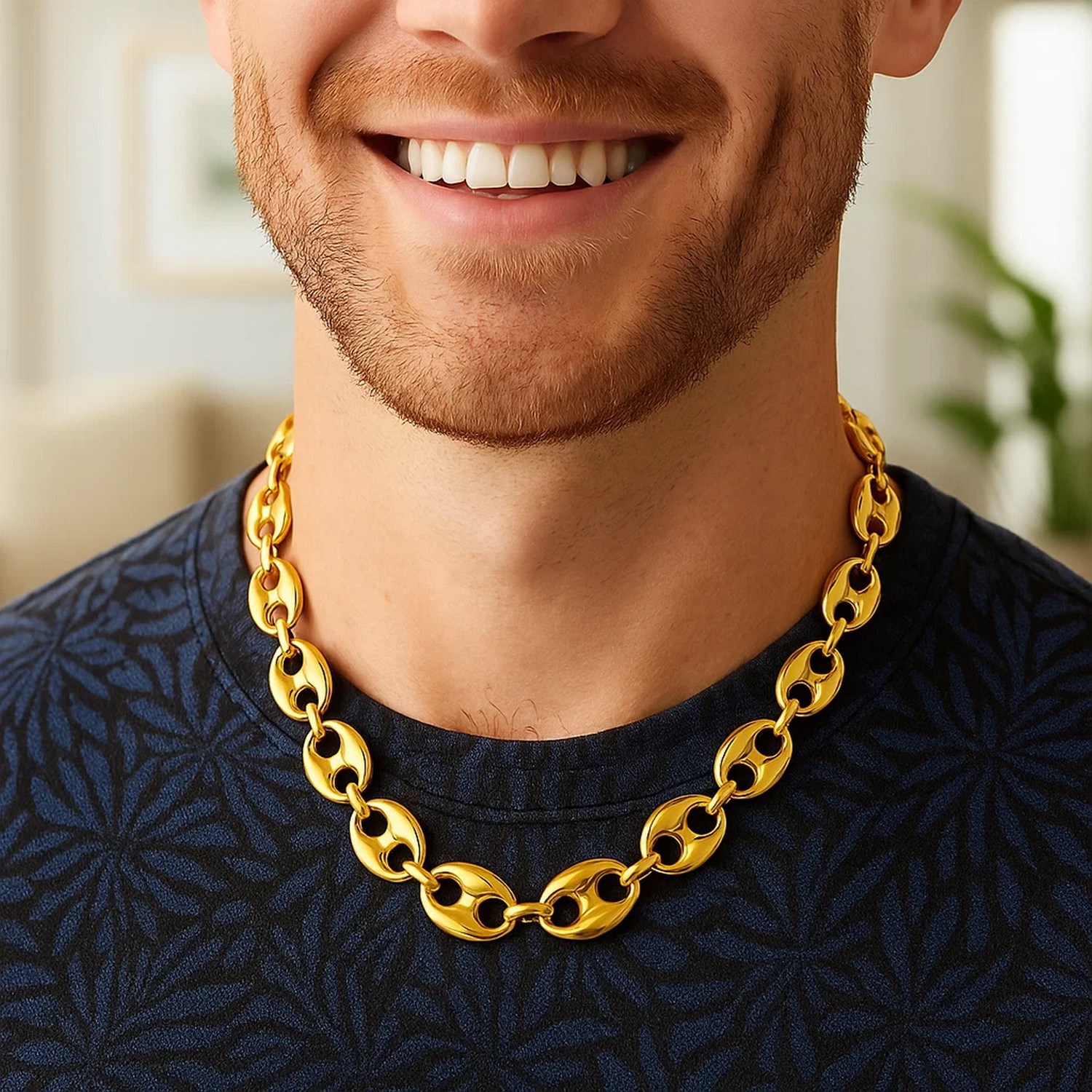 Puffed Mariner Link 16mm Necklace in 14K Yellow Gold - Image 3
