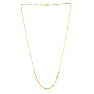 14k Yellow Gold Bead Paperclip Necklace