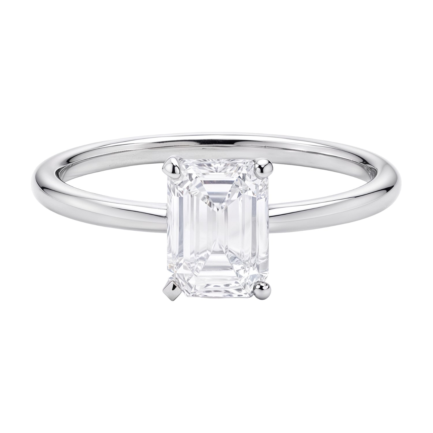 1 Carat Emerald Lab Grown IGI G/VS1 Diamond Solitaire Ring in 10K White Gold - Image 3