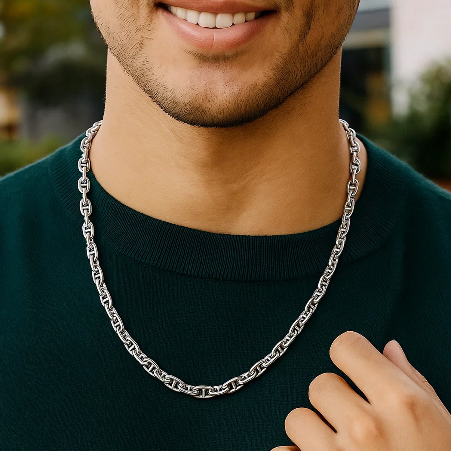 Sterling Silver Anchor Chain Necklace (4.30 mm) - Image 5