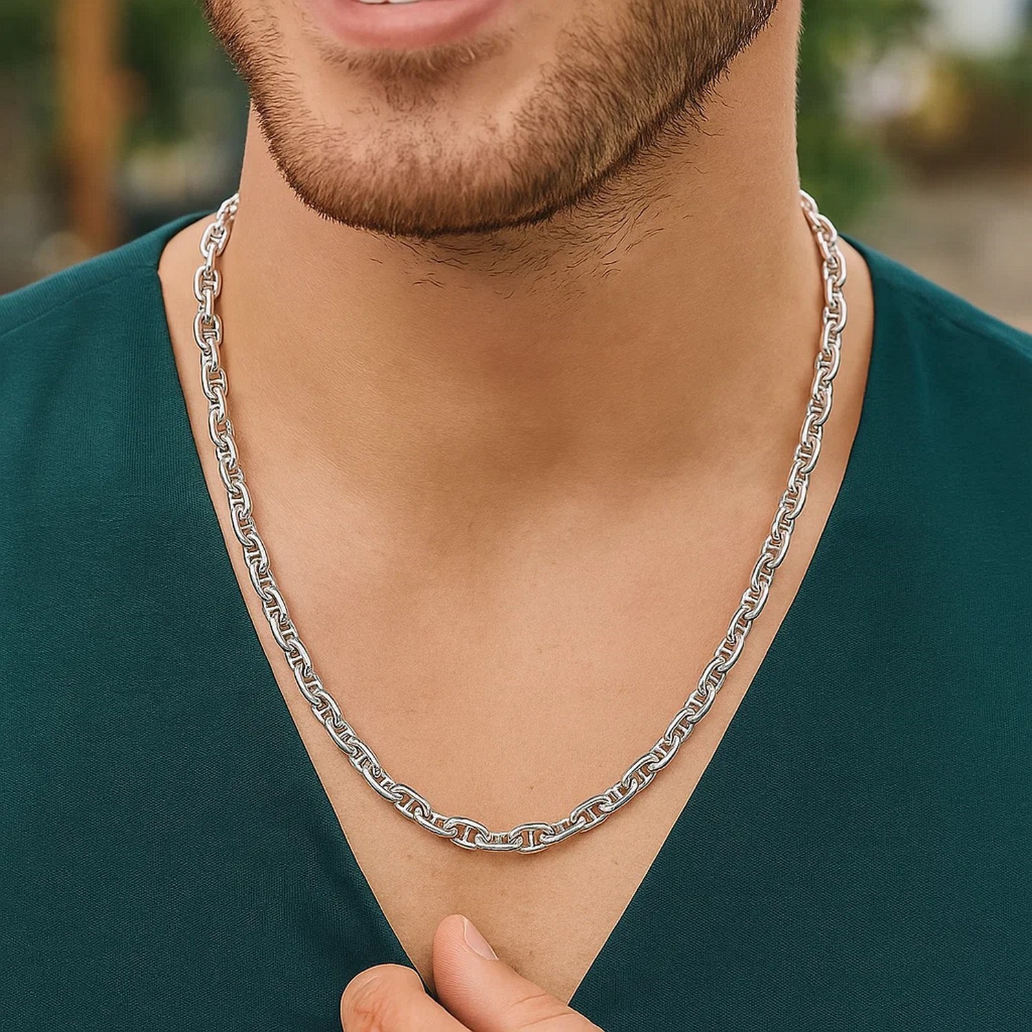 Sterling Silver Anchor Chain Necklace (4.30 mm) - Image 6