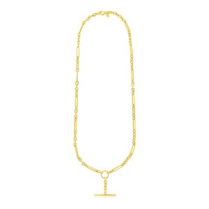 14k Yellow Gold Alternating Oval and Round Chain Necklace with Toggle