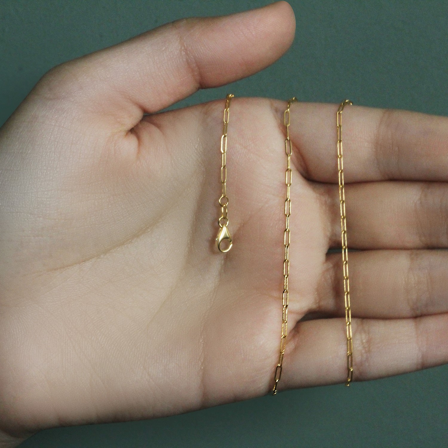 14K Yellow Gold Fine Paperclip Chain (1.50 mm) - Image 8