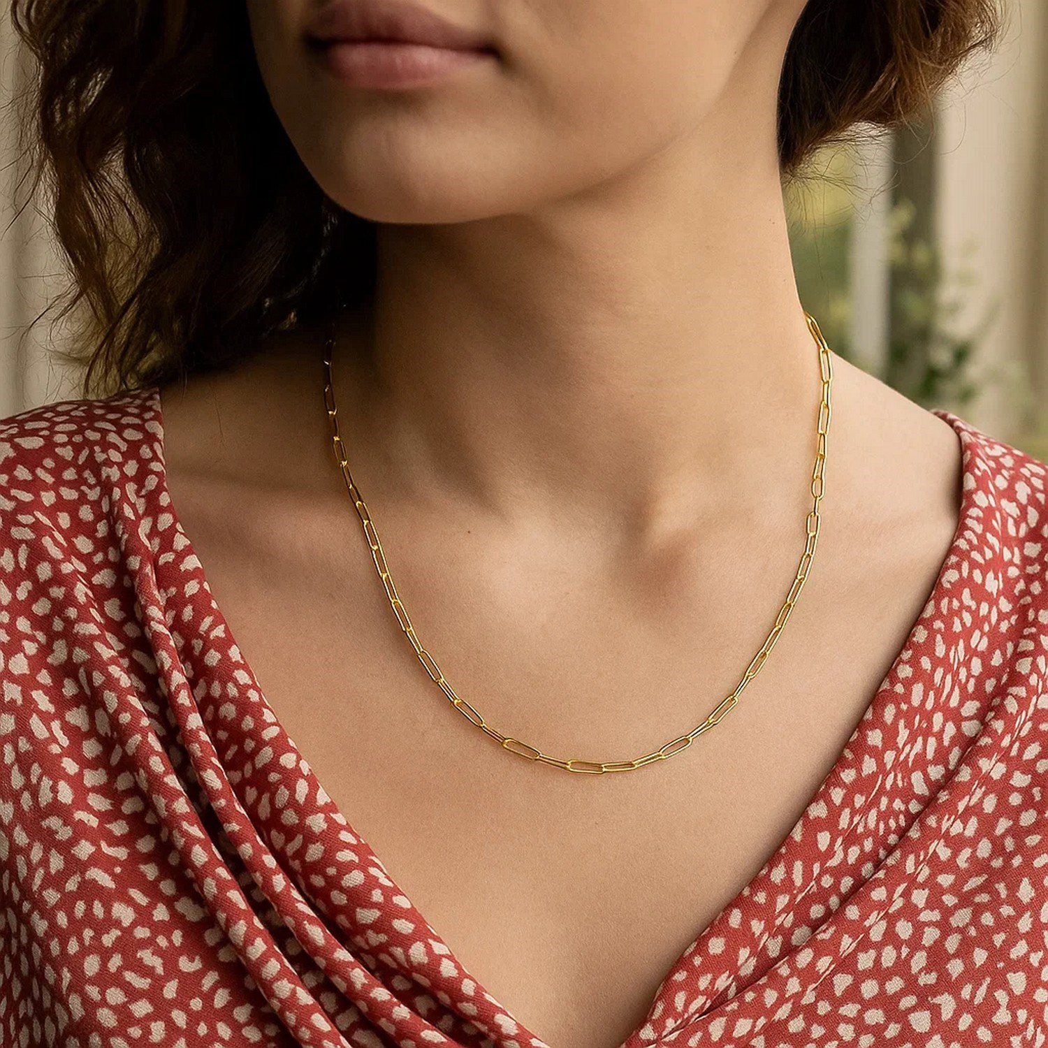 14K Yellow Gold Fine Paperclip Chain (1.50 mm) - Image 9