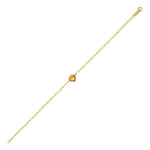 14K Yellow Gold Citrine Heart Bracelet (1.50 mm)