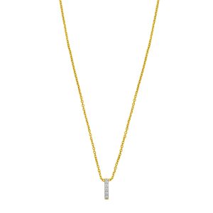 14K Yellow Gold Mini Diamond I Initial Pendant Necklace