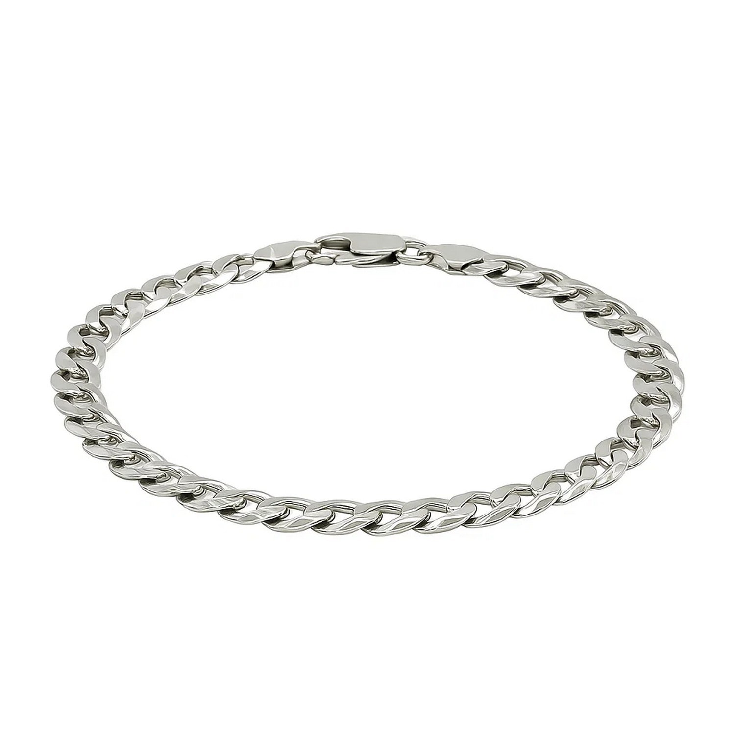 Rhodium Plated Sterling Silver Curb Style Bracelet (7.20 mm) - Image 2