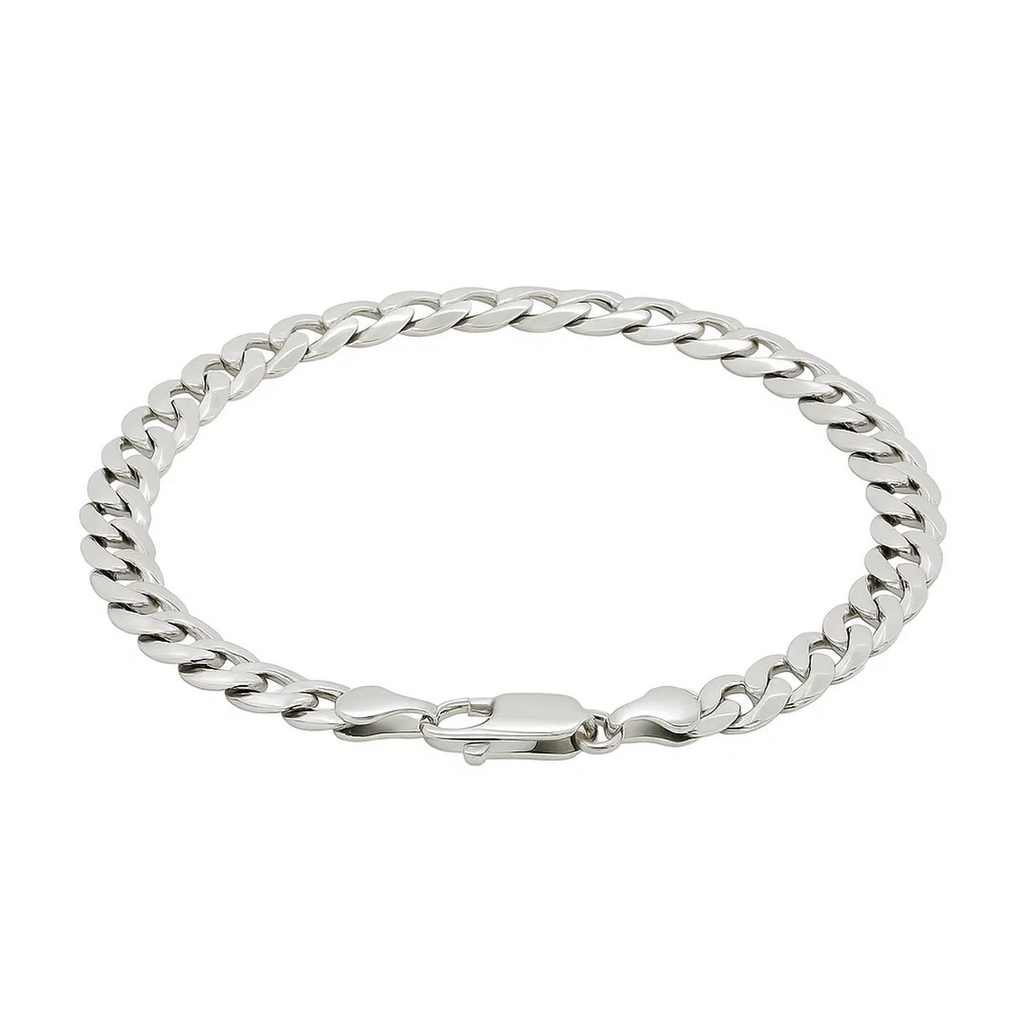 Rhodium Plated Sterling Silver Curb Style Bracelet (7.20 mm) - Image 3