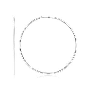 Sterling Silver Large Polished Round Hoop Earrings(60mm)