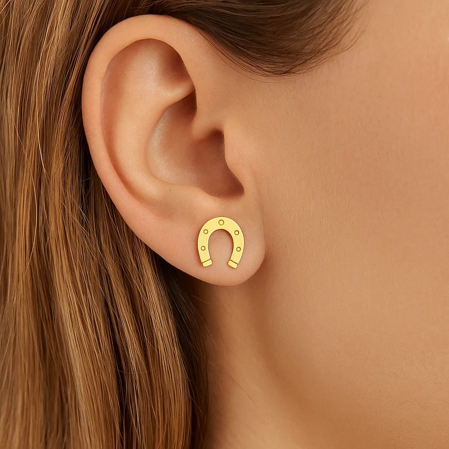 14K Yellow Gold Horseshoe Earrings - Image 2