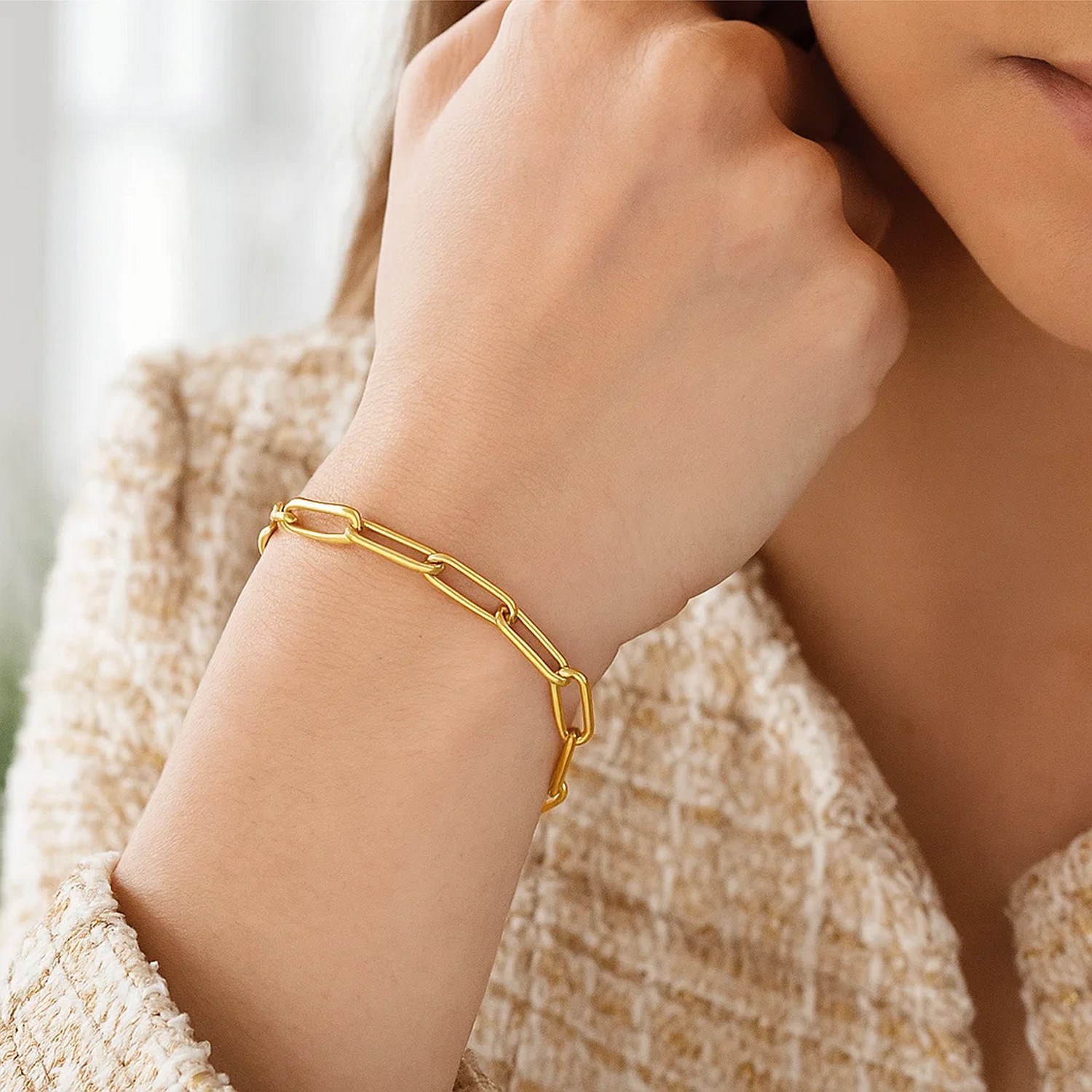 14K Yellow Gold Paperclip Bracelet (4.00 mm) - Image 2