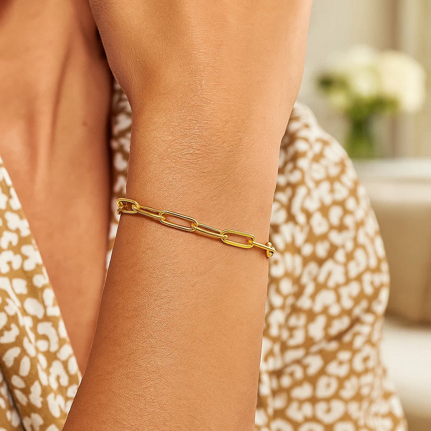 14K Yellow Gold Paperclip Bracelet (4.00 mm) - Image 3