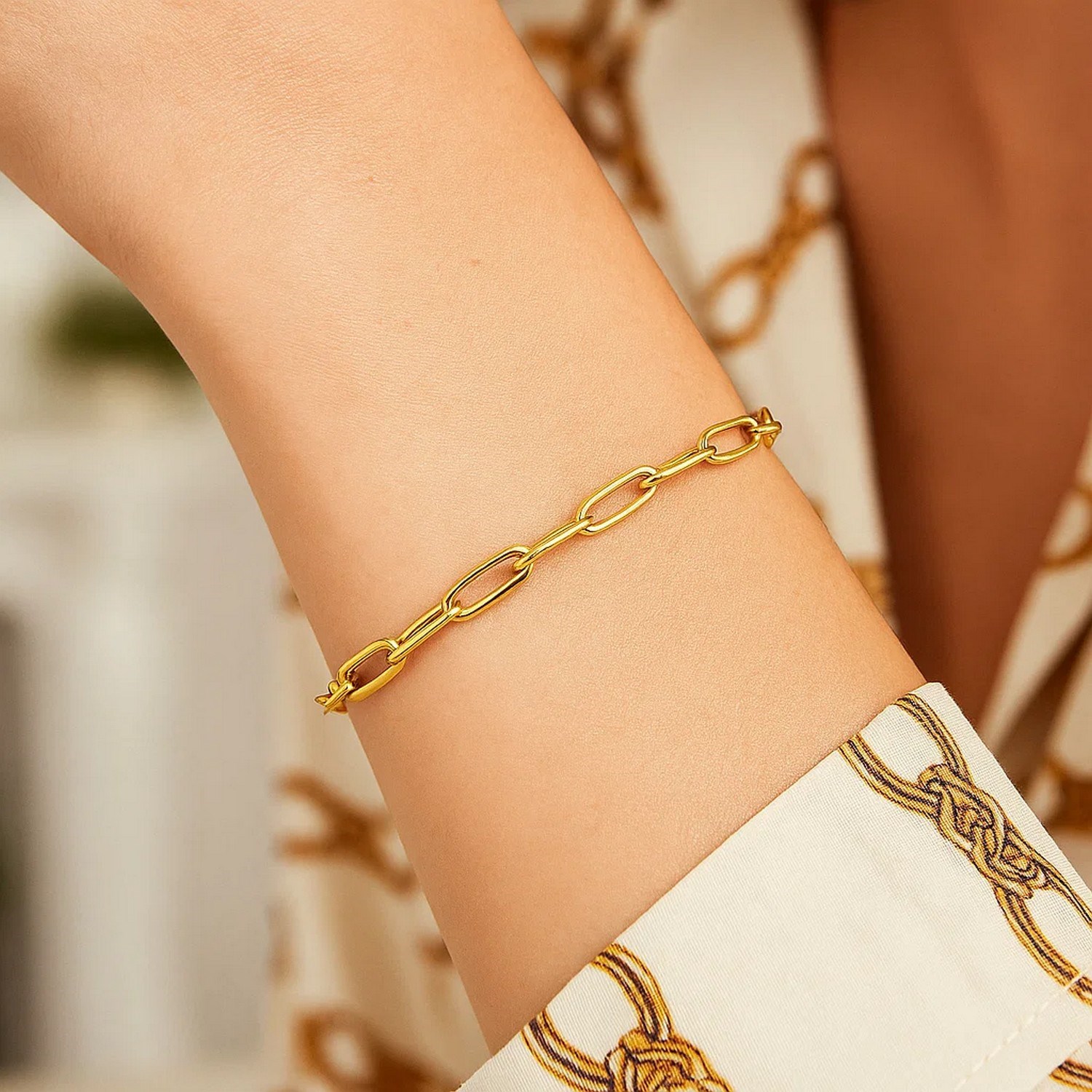 14K Yellow Gold Paperclip Bracelet (4.00 mm) - Image 4