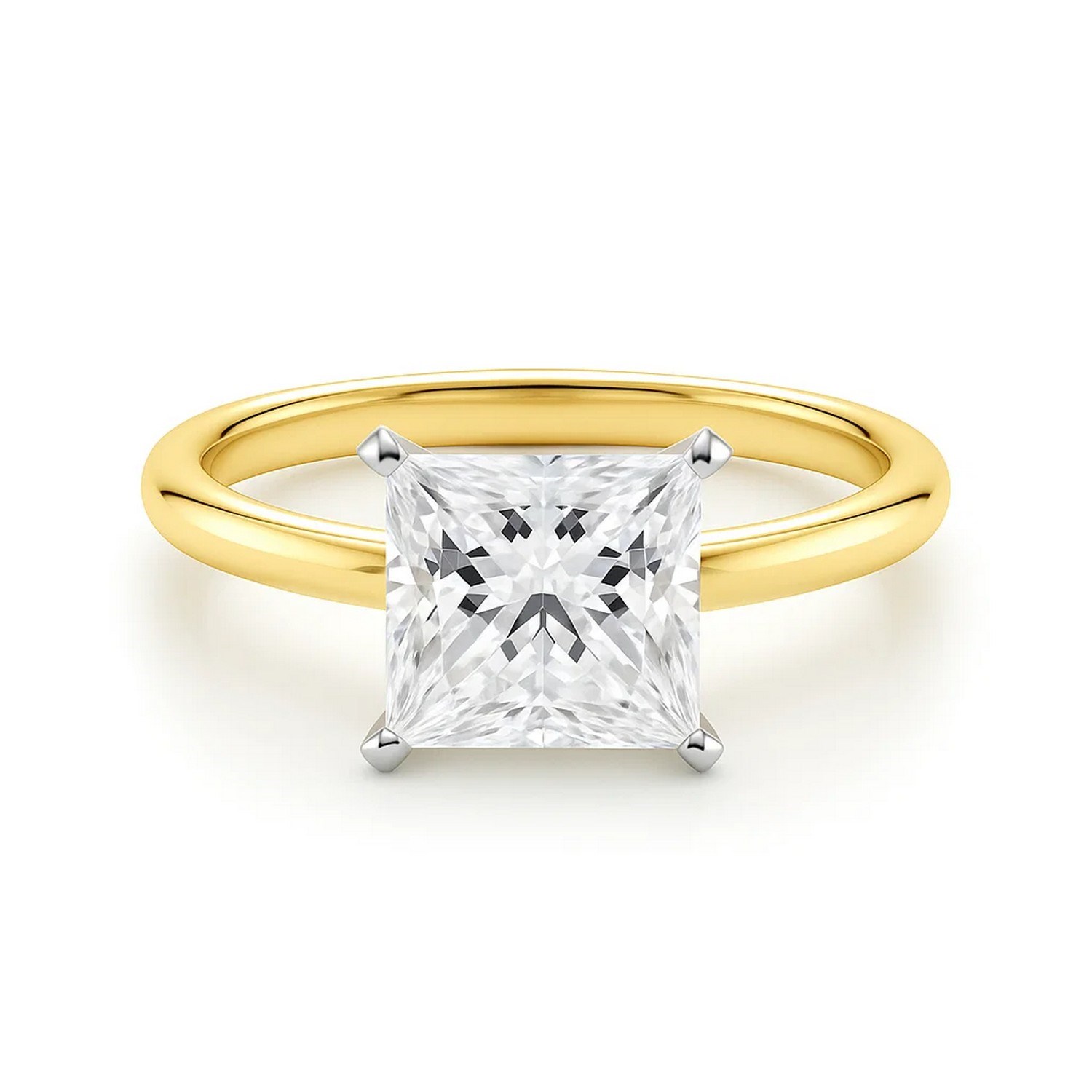 2 Carat Princess Lab Grown IGI G/VS1 Diamond Solitaire Ring in 10K Yellow Gold - Image 3