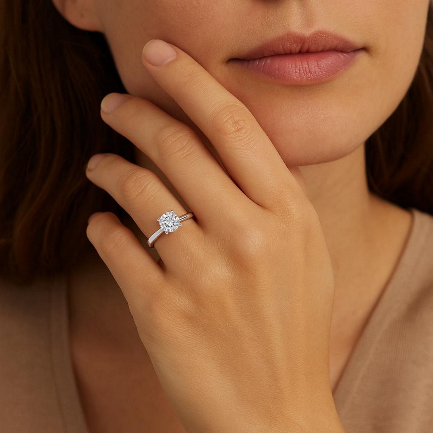 1 Carat Round Lab Grown IGI G/VS1 Diamond Solitaire Ring in 10K White Gold - Image 5