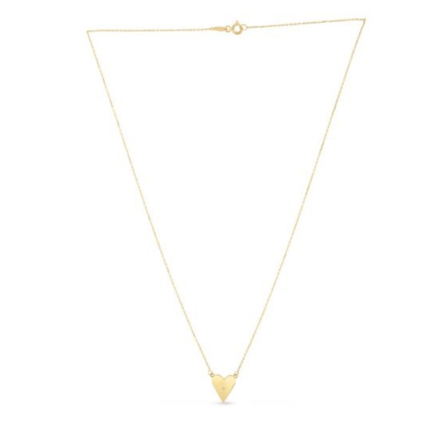 14k Yellow Gold High Polish Elongated Heart Necklace - Image 2