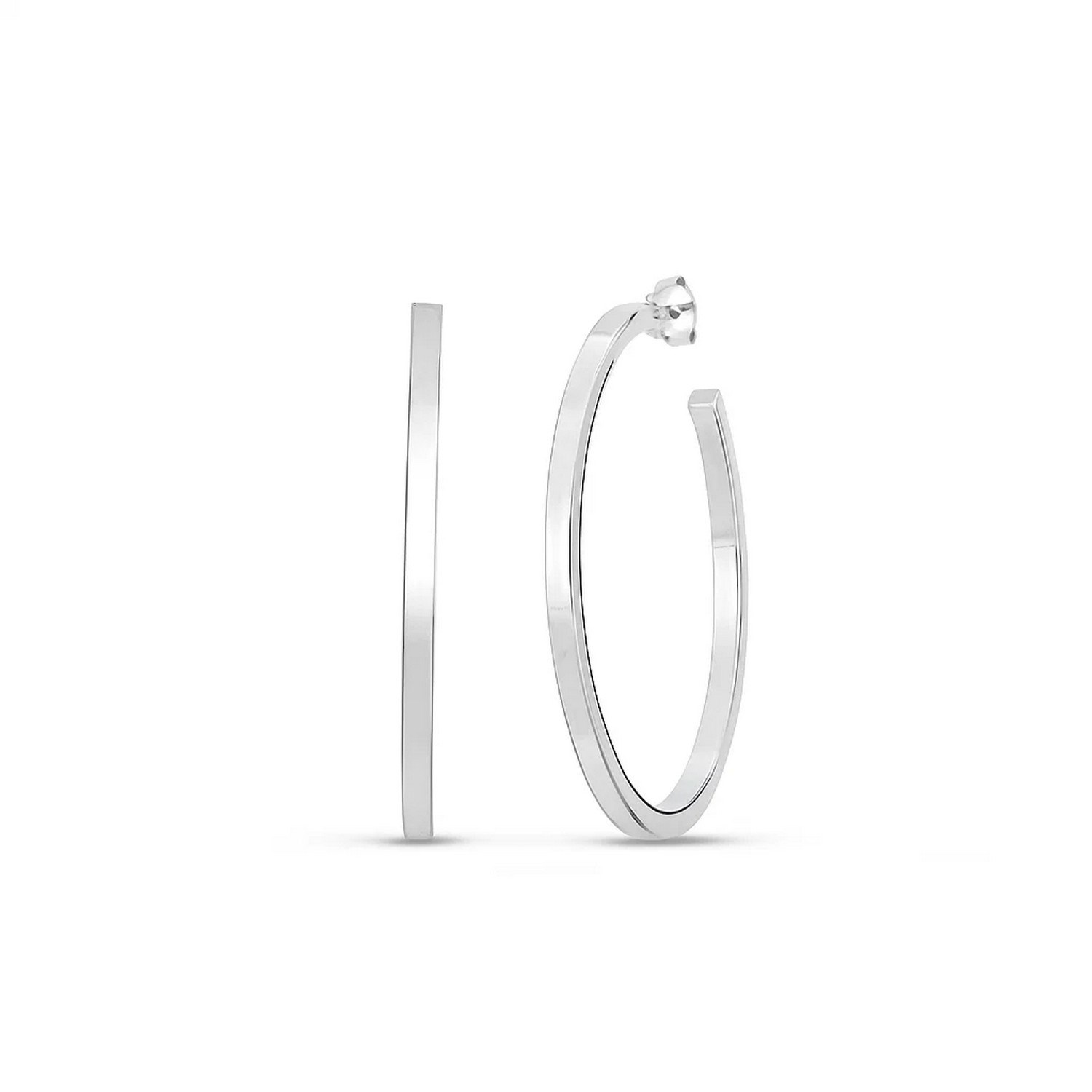 Sterling Silver Round Tube C Hoop Earrings - Image 2