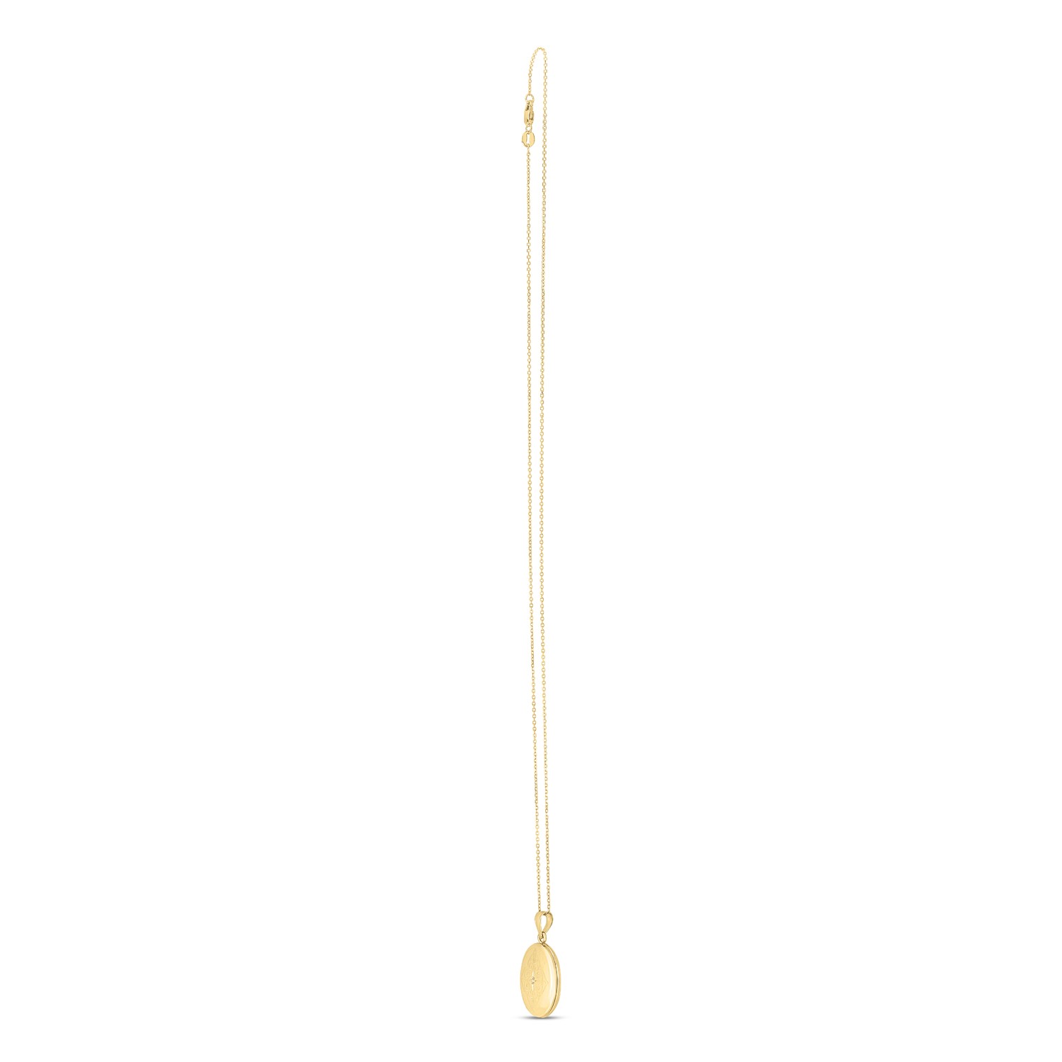 14k Yellow Gold Oval Etched Locket Necklace - Image 2
