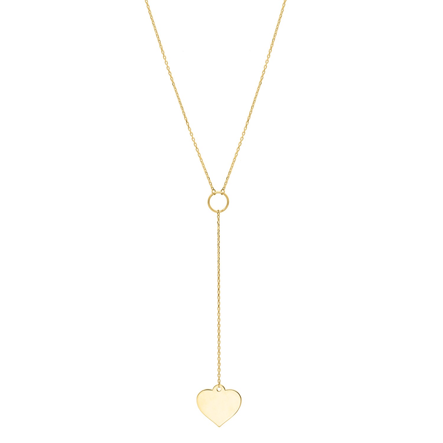 Lariat Heart Necklace in 10K Yellow Gold