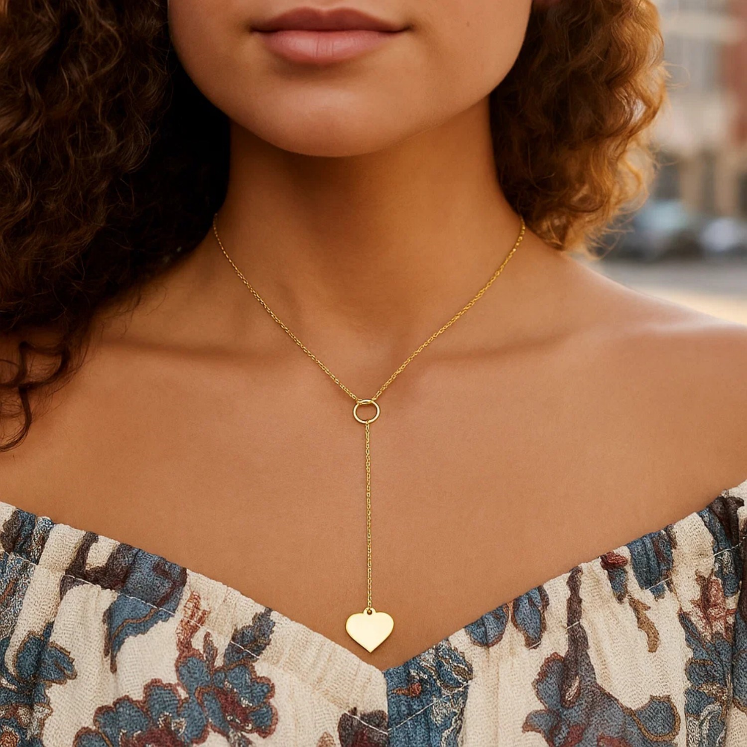 Lariat Heart Necklace in 10K Yellow Gold - Image 6