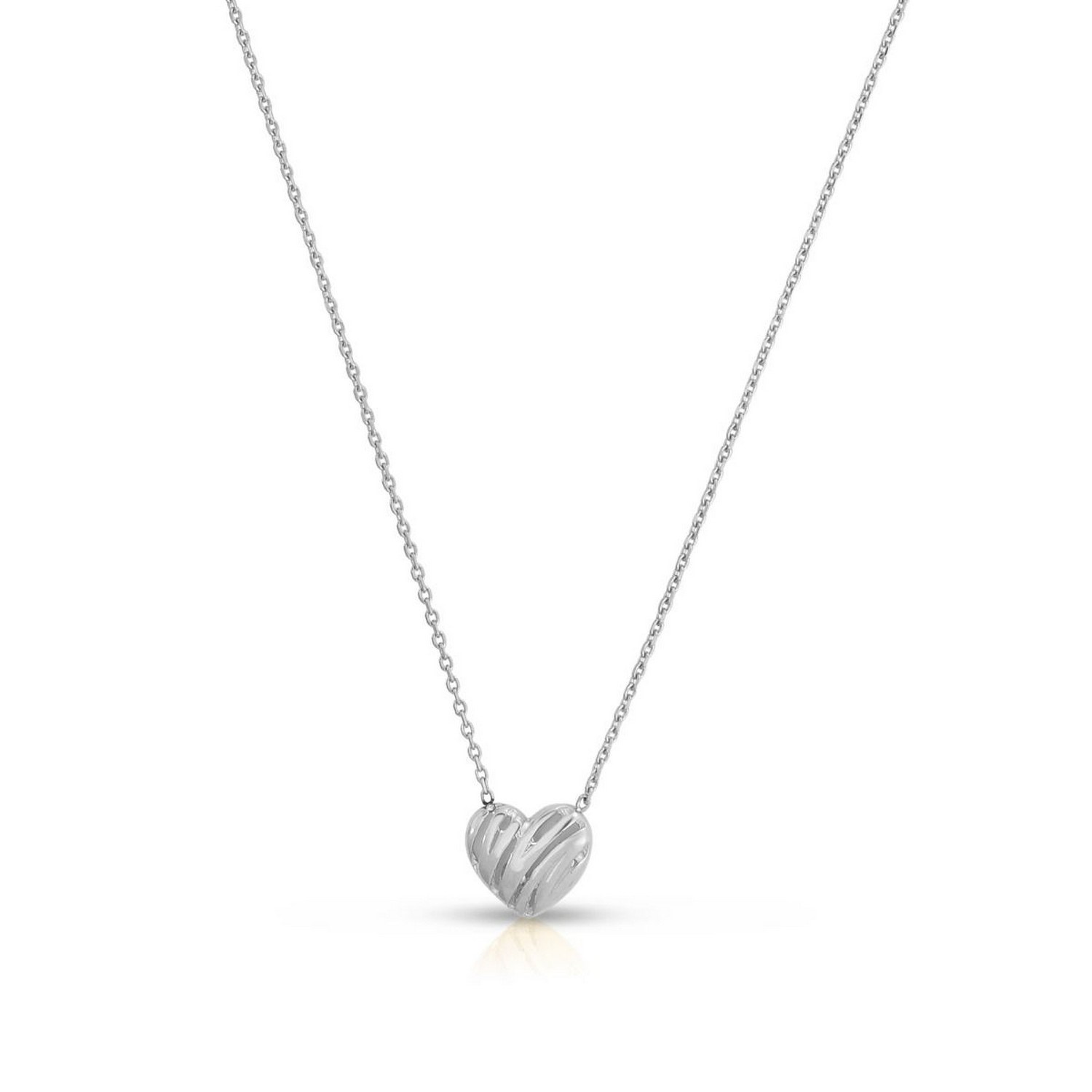 14k White Gold High Polish Scribbles Heart Necklace - Image 2