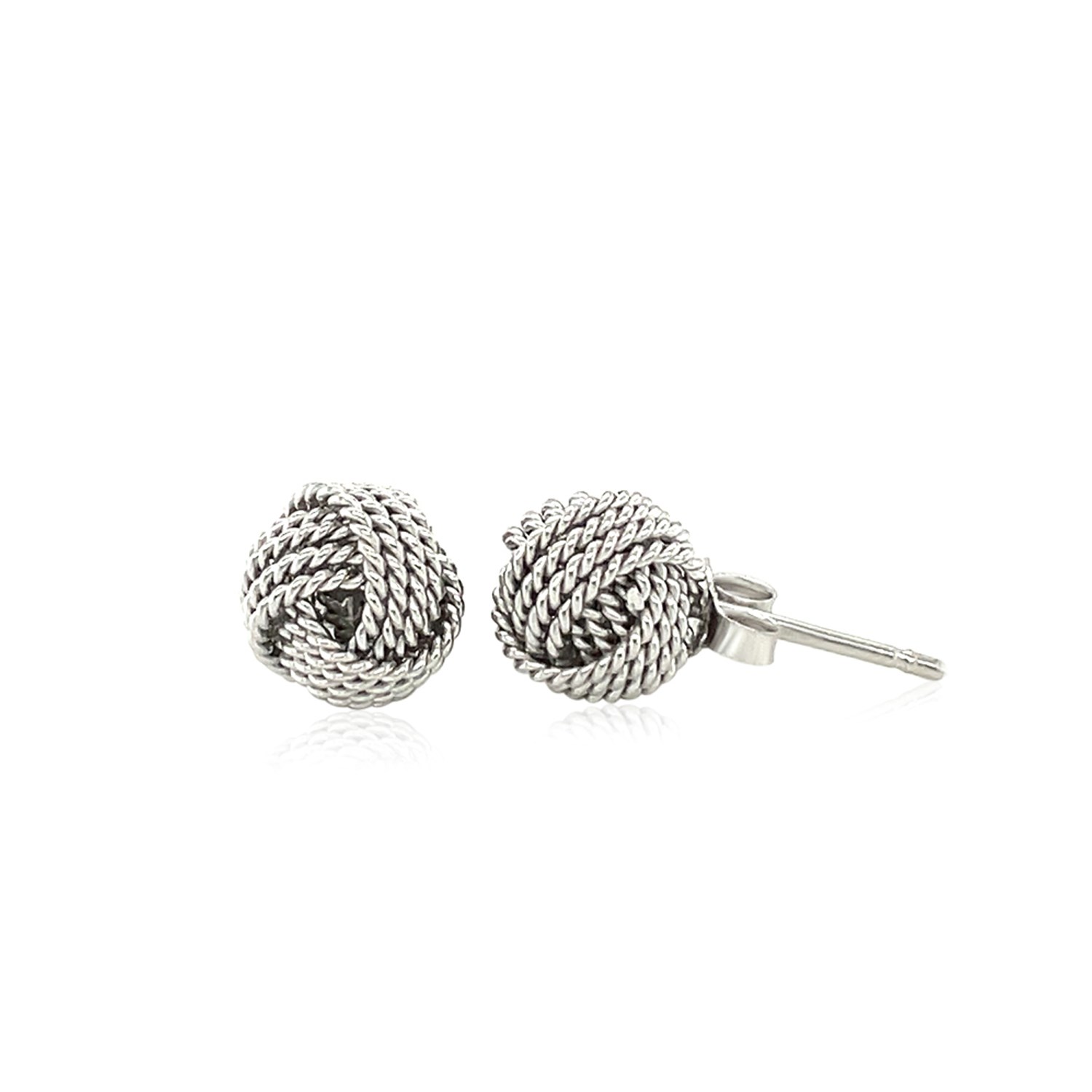 Sterling Silver Textured Love Knot Stud Style Earrings(9mm) - Image 3