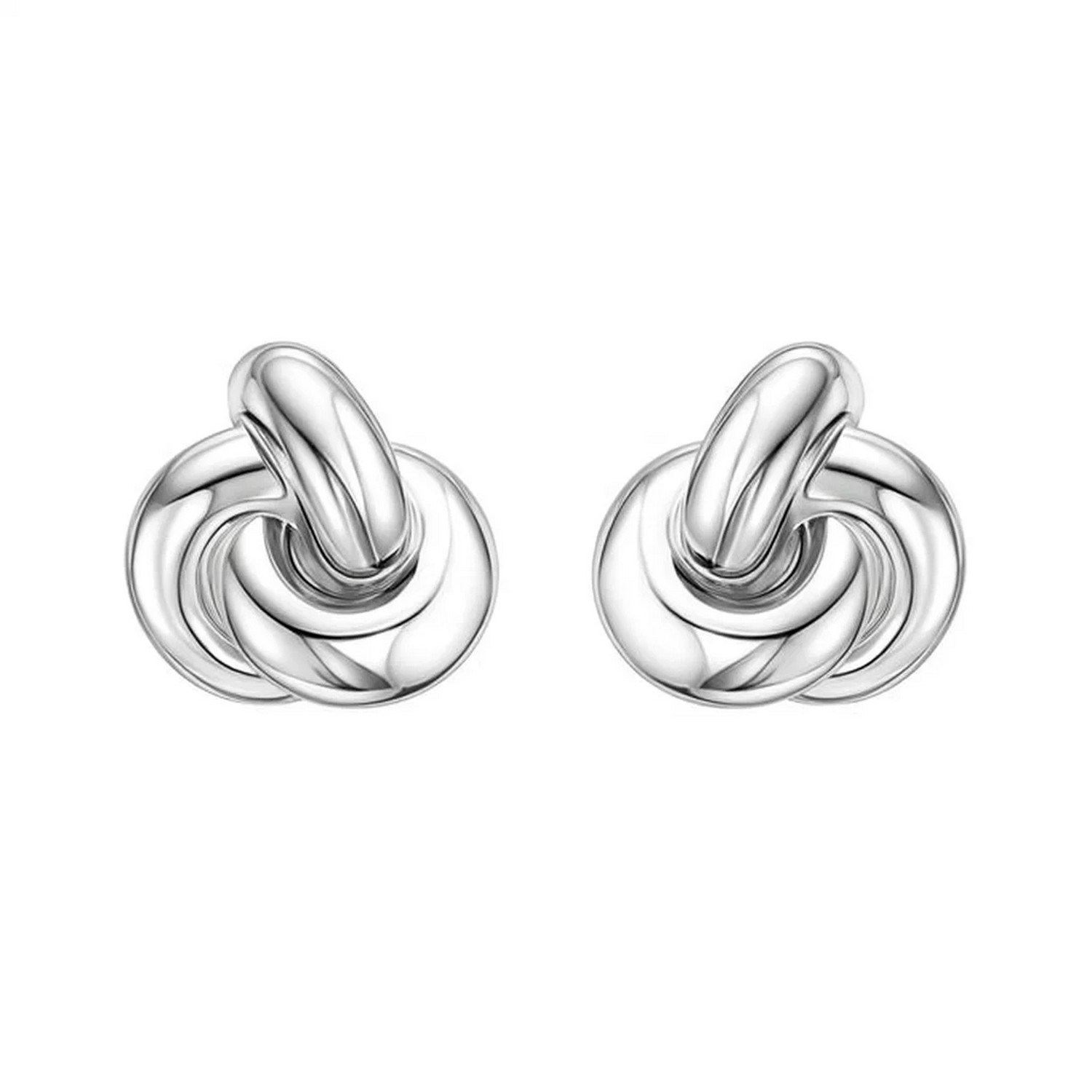 Sterling Silver Puffed Love Knot Stud Earrings - Image 2