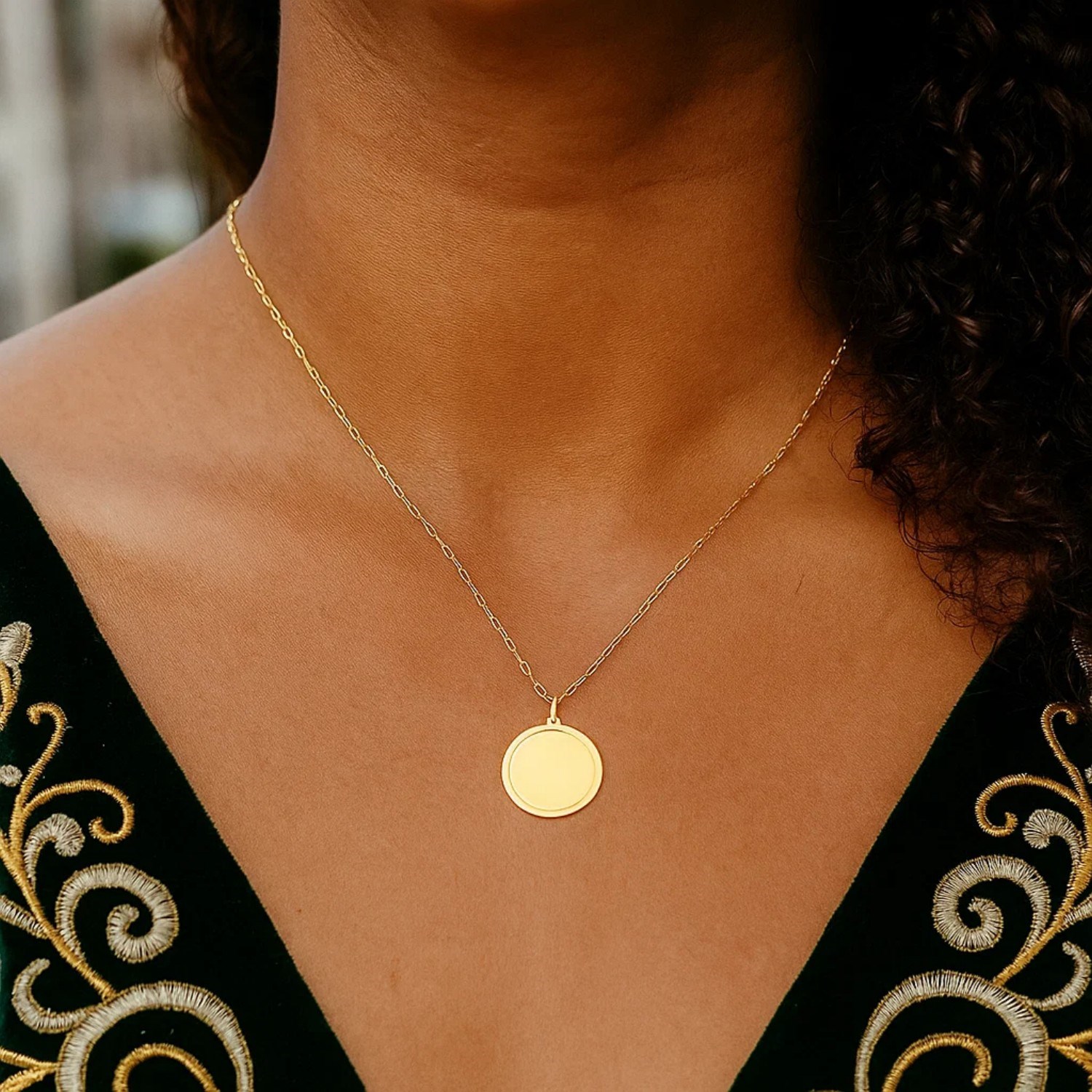 14K Yellow Gold Round Tag Necklace - Image 2
